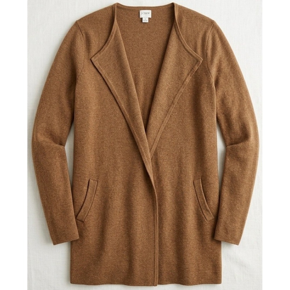 J. Crew Factory Women's Camel Brown Open Front Cardigan